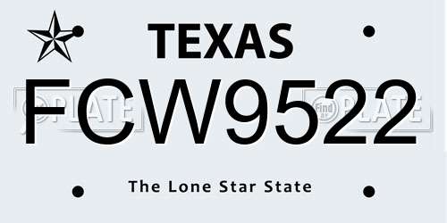 FCW9522 Texas License Plate