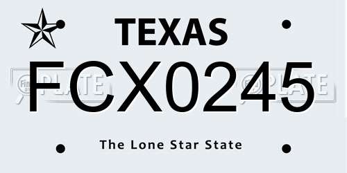 FCX0245 Texas License Plate