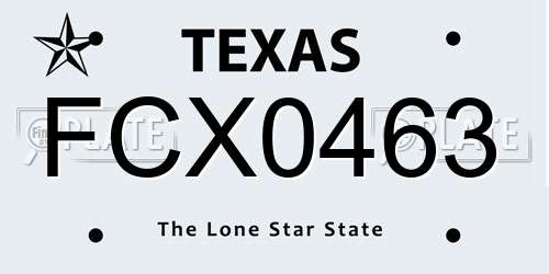 FCX0463 Texas License Plate