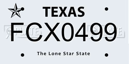 FCX0499 Texas License Plate