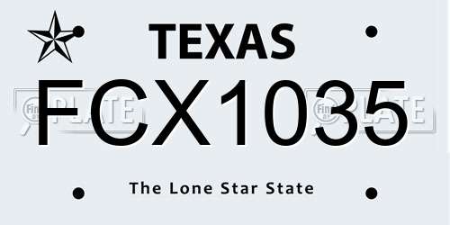 FCX1035 Texas License Plate