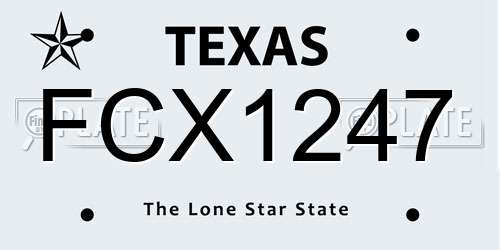 FCX1247 Texas License Plate