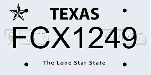 FCX1249 Texas License Plate