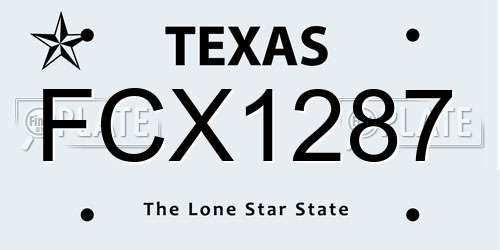 FCX1287 Texas License Plate