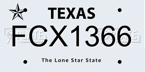 FCX1366 Texas License Plate