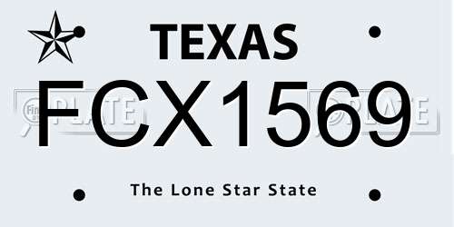 FCX1569 Texas License Plate