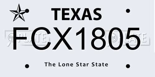 FCX1805 Texas License Plate