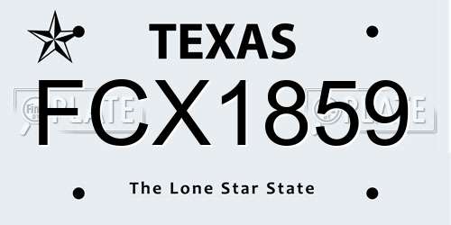 FCX1859 Texas License Plate
