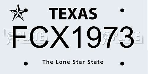 FCX1973 Texas License Plate