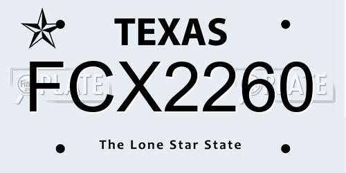 FCX2260 Texas License Plate