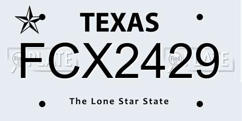 FCX2429 Texas License Plate