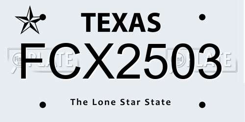 FCX2503 Texas License Plate