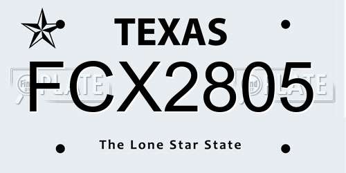 FCX2805 Texas License Plate