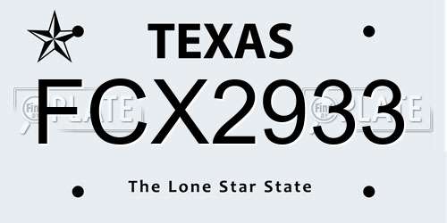 FCX2933 Texas License Plate