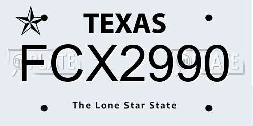 FCX2990 Texas License Plate