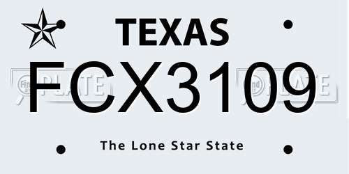 FCX3109 Texas License Plate