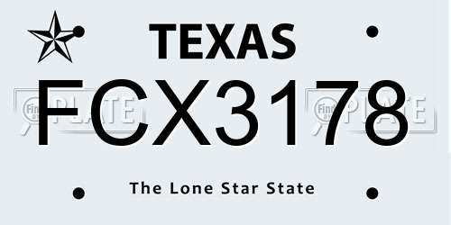 FCX3178 Texas License Plate