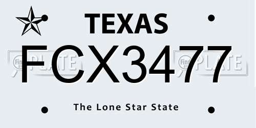 FCX3477 Texas License Plate