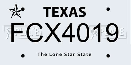 FCX4019 Texas License Plate