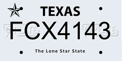 FCX4143 Texas License Plate