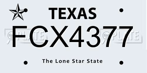 FCX4377 Texas License Plate