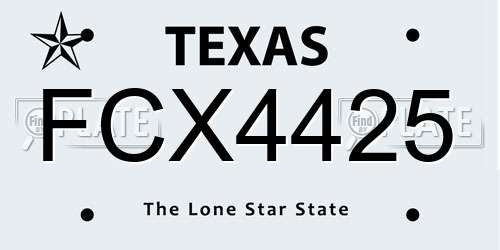 FCX4425 Texas License Plate