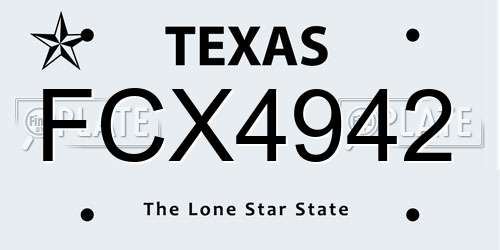 FCX4942 Texas License Plate