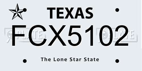 FCX5102 Texas License Plate