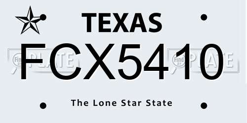 FCX5410 Texas License Plate
