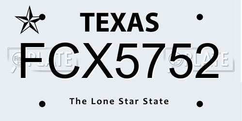 FCX5752 Texas License Plate