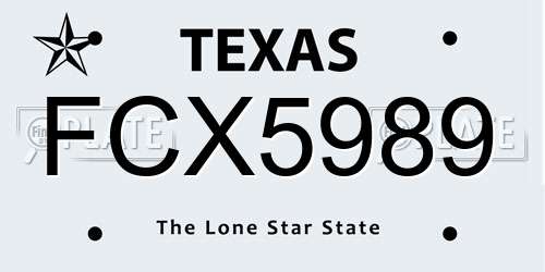 FCX5989 Texas License Plate