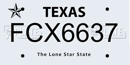 FCX6637 Texas License Plate
