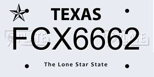 FCX6662 Texas License Plate