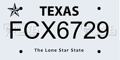 FCX6729 Texas License Plate