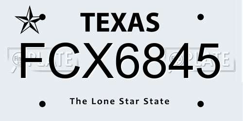 FCX6845 Texas License Plate