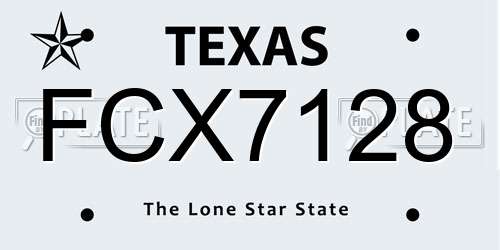FCX7128 Texas License Plate