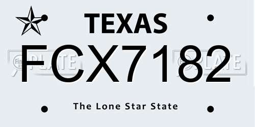 FCX7182 Texas License Plate