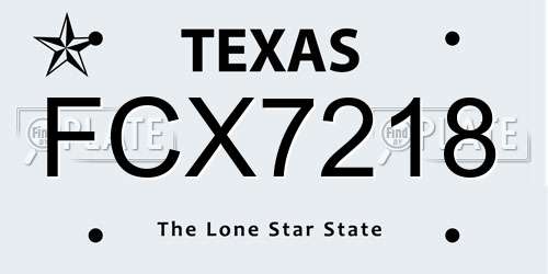 FCX7218 Texas License Plate