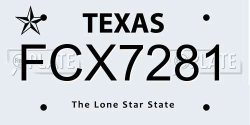 FCX7281 Texas License Plate