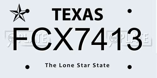 FCX7413 Texas License Plate