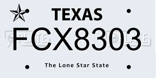 FCX8303 Texas License Plate