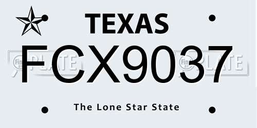 FCX9037 Texas License Plate