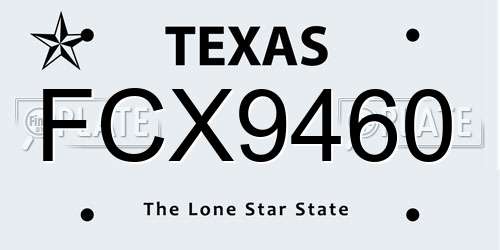 FCX9460 Texas License Plate