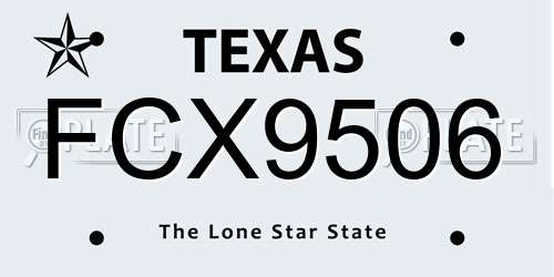 FCX9506 Texas License Plate