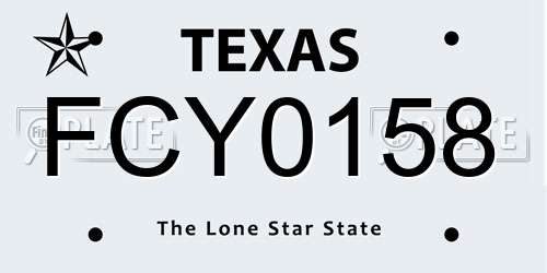 FCY0158 Texas License Plate