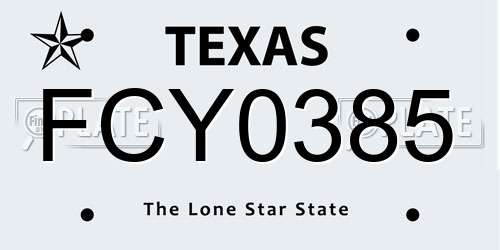 FCY0385 Texas License Plate