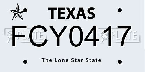FCY0417 Texas License Plate
