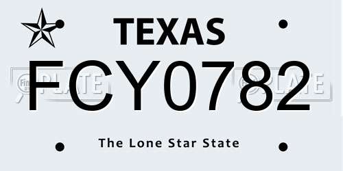 FCY0782 Texas License Plate