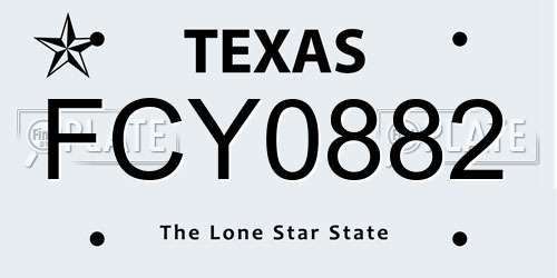 FCY0882 Texas License Plate