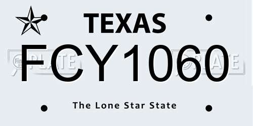 FCY1060 Texas License Plate
